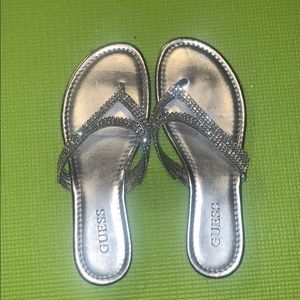 Beautiful Sequined Silver Guess Sandals